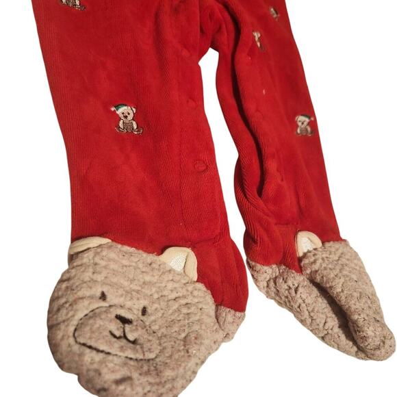 Little Me Baby Boy Holiday Bear Velour Footie Sleeper Outfit Christmas 9mos- Mc1 - Picture 5 of 7